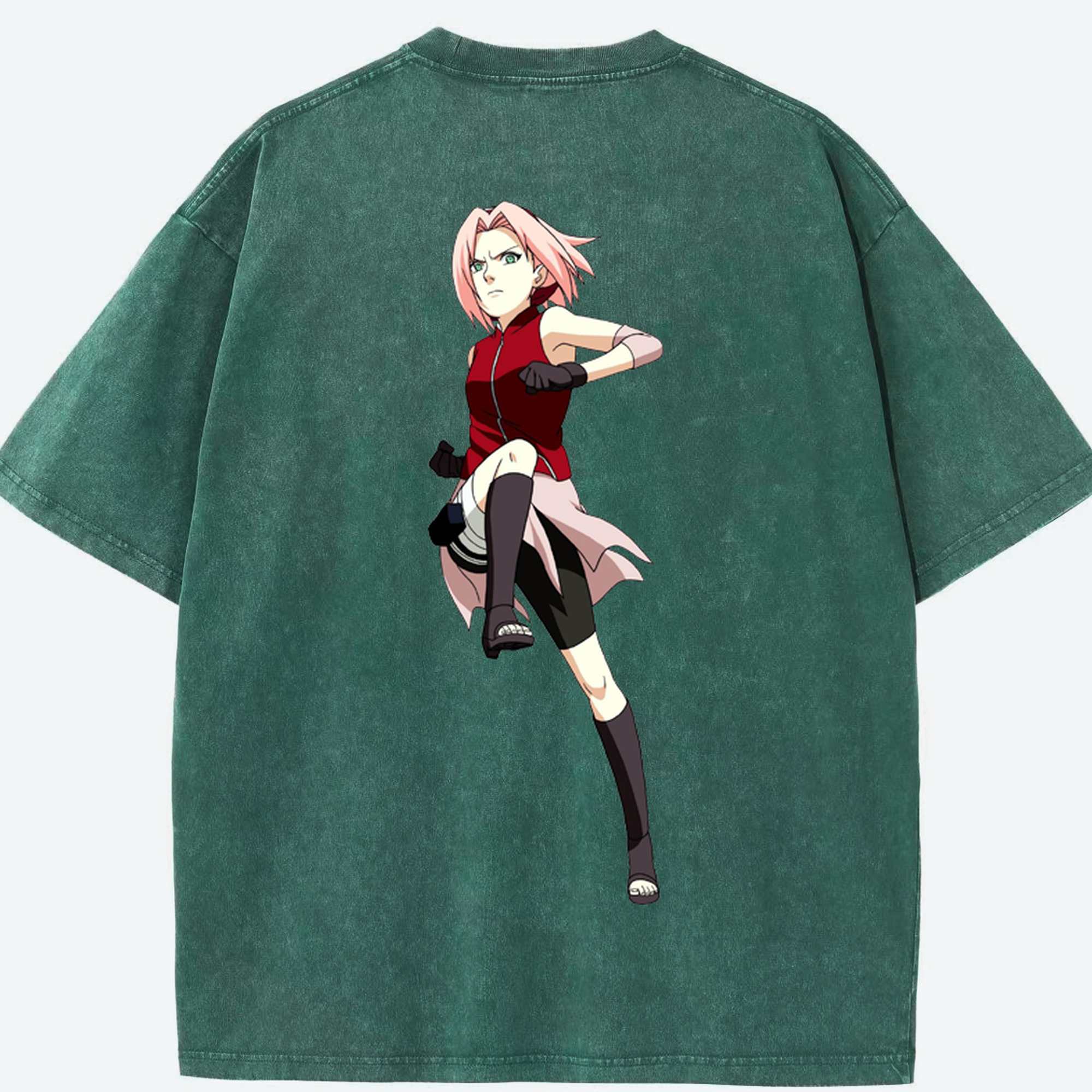 （画像用） NARUTO -ナルト- 春野サクラ Haruno Sakura 綿100% ヴィンテージ風 半袖Tシャツ（背面プリント）